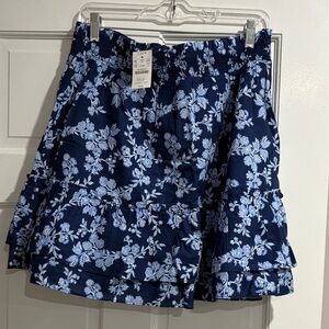J. Crew Navy and White Floral Mini Skirt